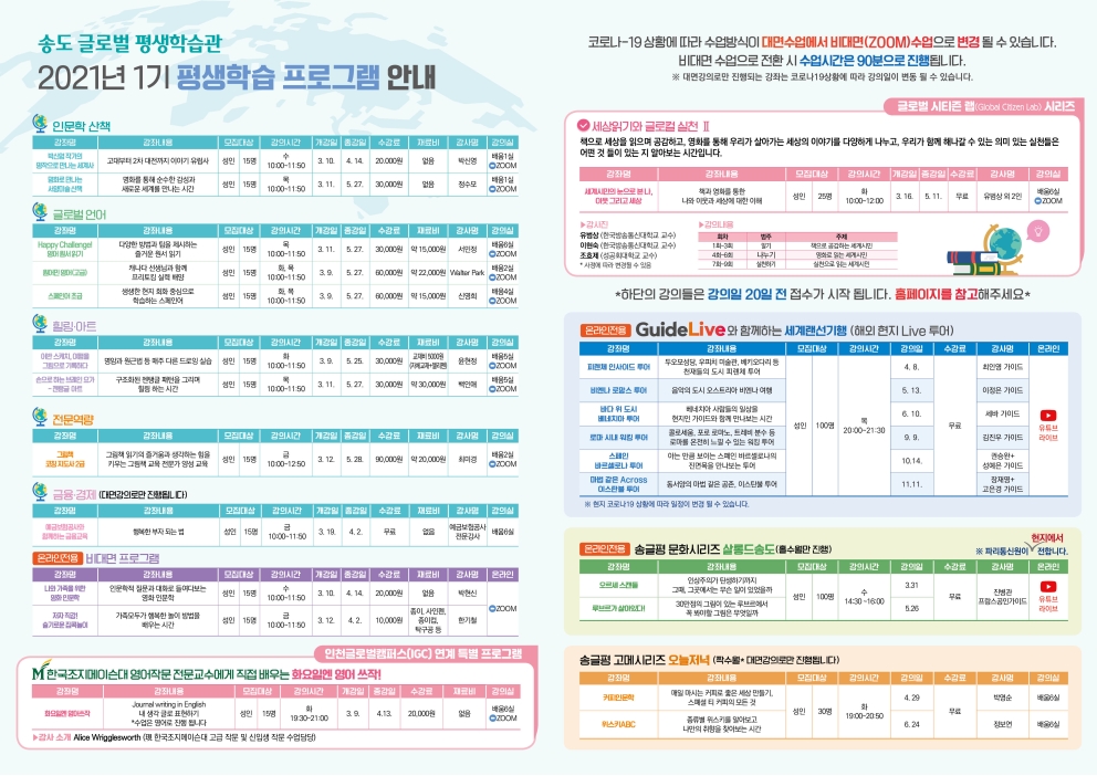 2021년 제1기 평생학습 프로그램 안내의 1번째 이미지