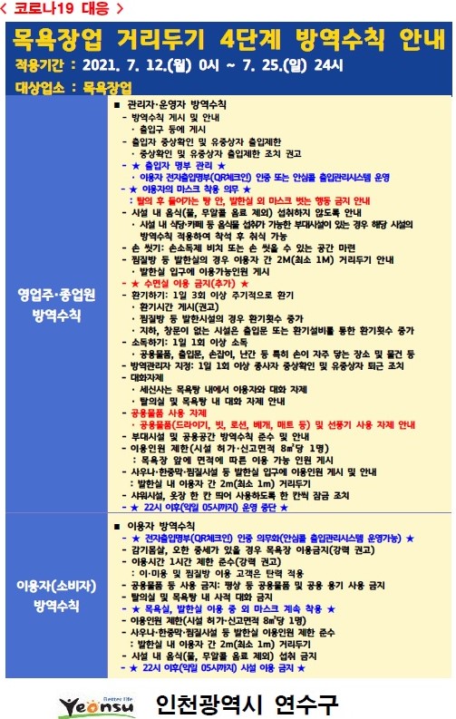 이·미용업, 목욕장업 대상 수도권 사회적 거리두기 4단계 적용 안내(7.12.~7.25.)의 3번째 이미지