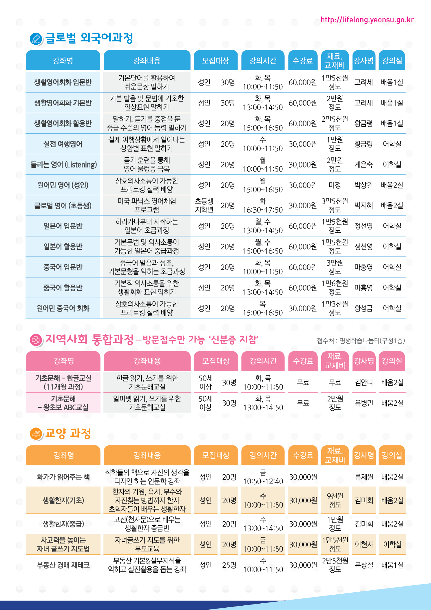 ★2015년 평생학습 교양강좌 제1기 수강생 모집 안내의 2번째 이미지