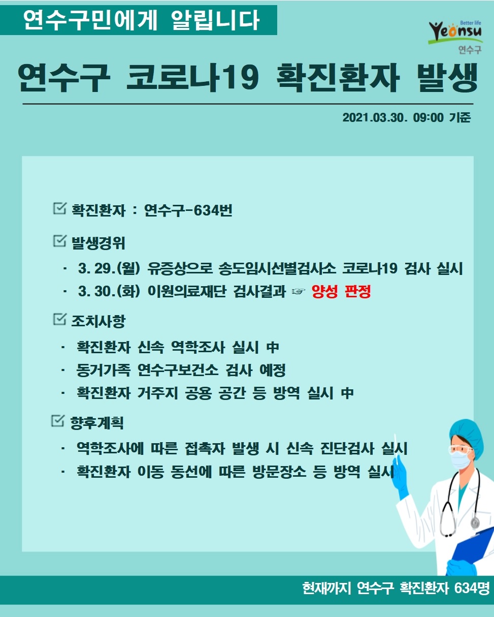 0330 코로나19 확진환자 발생 알림(#634)의 1번째 이미지